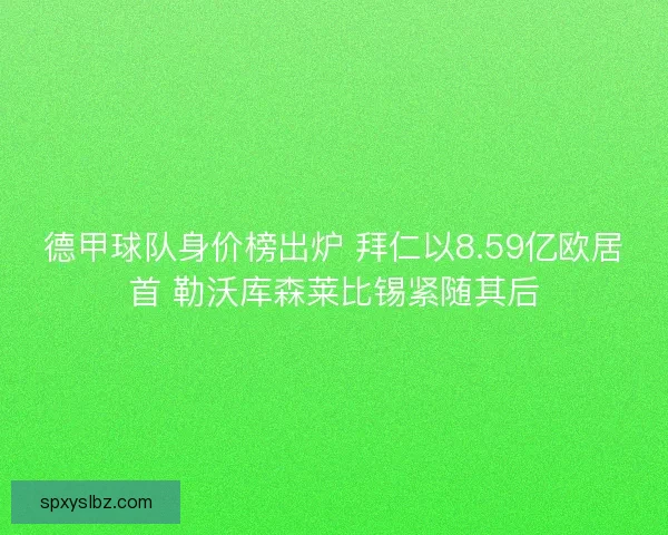 德甲球队身价榜出炉 拜仁以8.59亿欧居首 勒沃库森莱比锡紧随其后